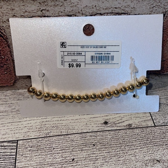 NIB SugarFix By BaubleBar Stretch Bracelet “S” Initial With Gold Tone Beads. - Picture 6 of 9